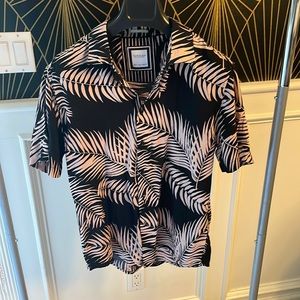 Cactus Man short sleeve button down in palm print